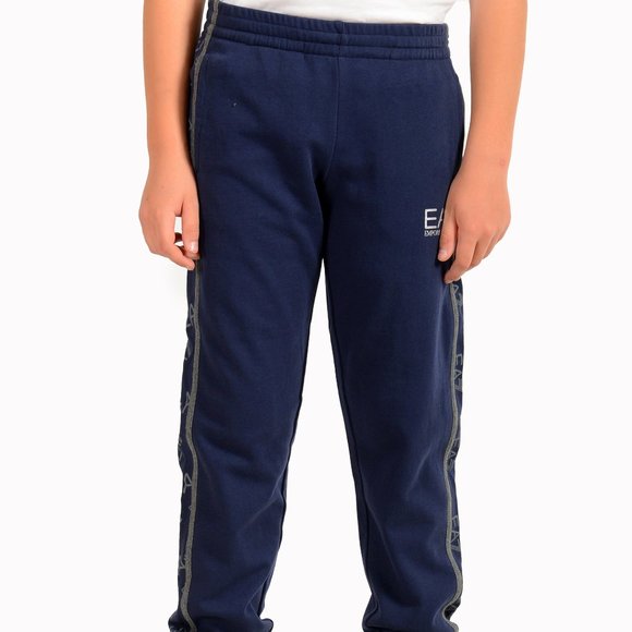 Emporio Armani EA7 Boys Navy Blue Logo Print Track Sweat Pants - Picture 1 of 6